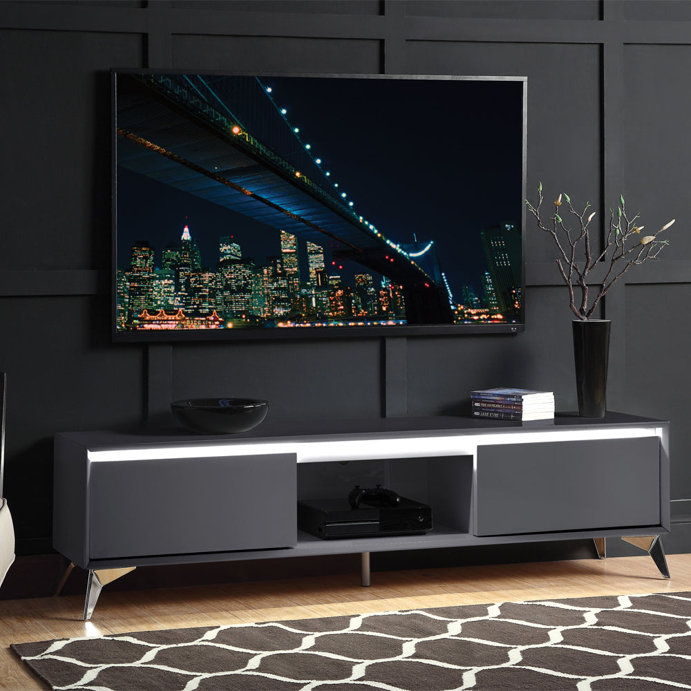 Raceloma Led, Gray & Chrome Finish Tv Stand