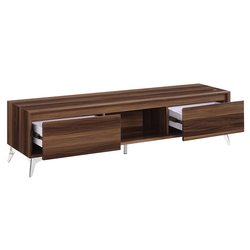 Raceloma Led, Walnut & Chrome Finish Tv Stand