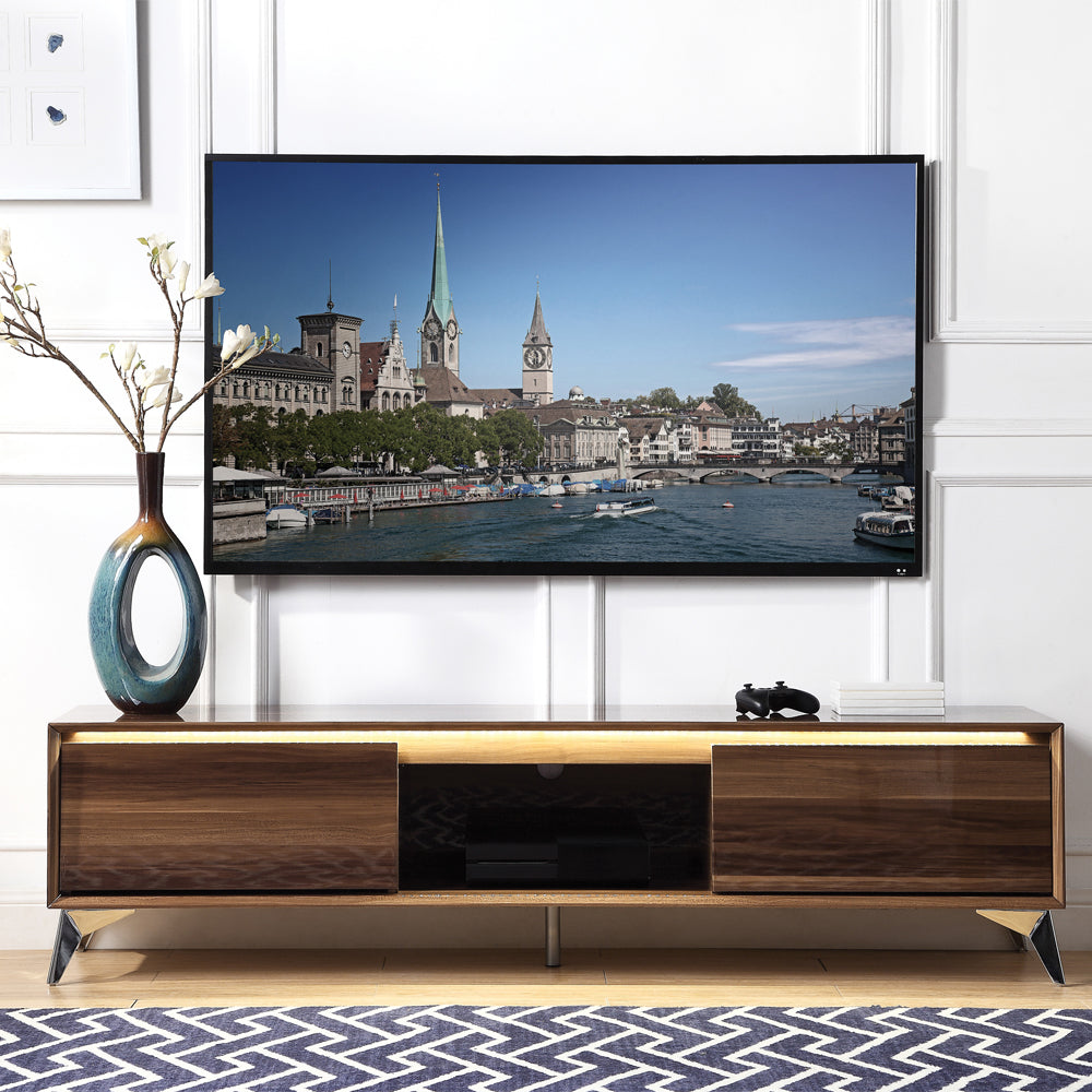 Raceloma Led, Walnut & Chrome Finish Tv Stand