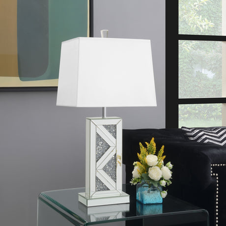 Carmen Mirror 32-Inch Tapered Shade Ed Table Lamp Silver