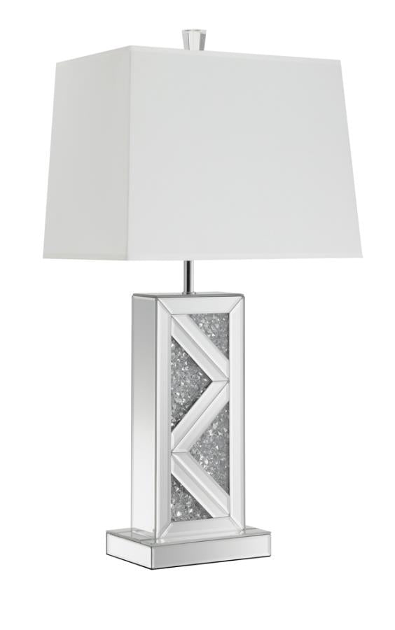 Carmen Mirror 32-Inch Tapered Shade Ed Table Lamp Silver