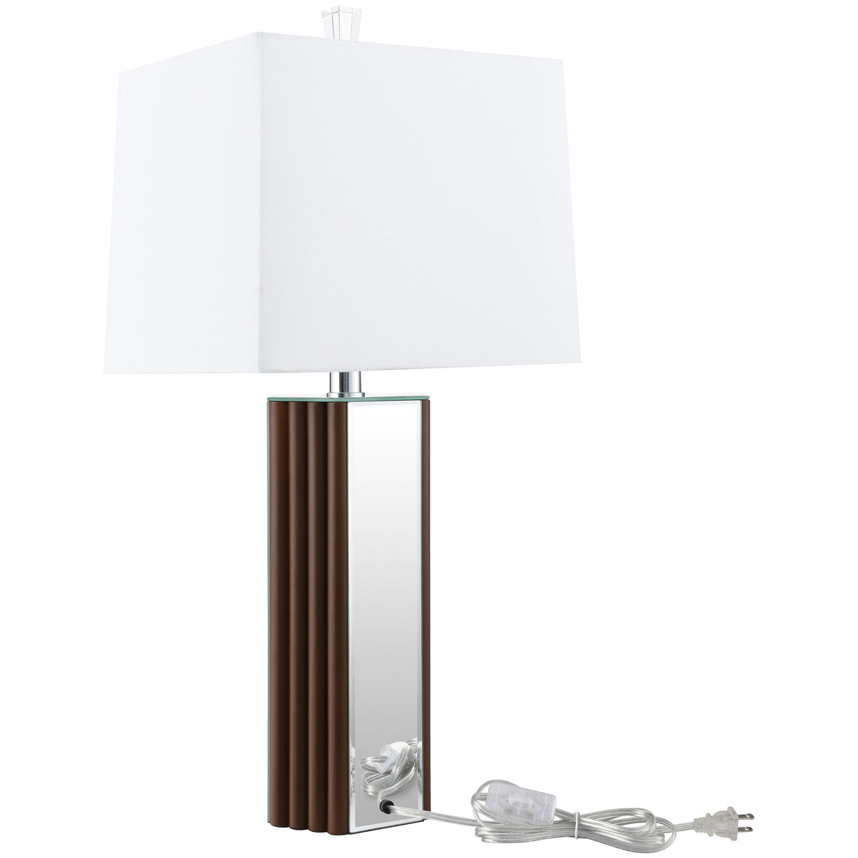 Elena Brown 30-Inch Square Tapered Mirrored Table Lamp