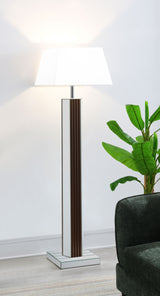 Elena Brown 67-Inch Square Tapered Mirrored Floor Lamp