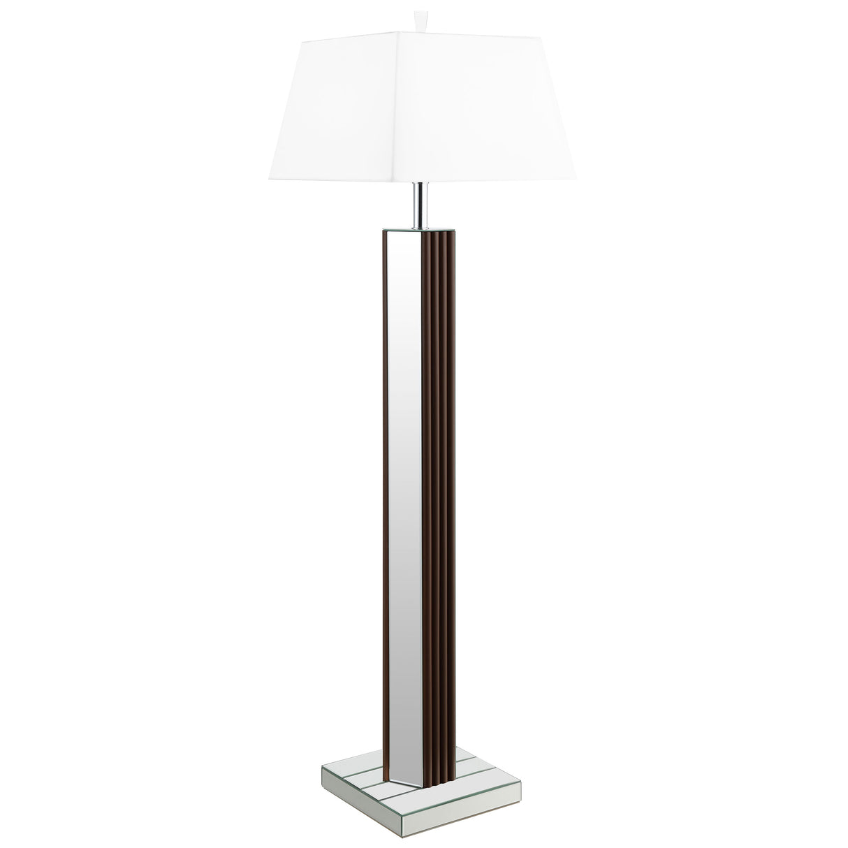 Elena Brown 67-Inch Square Tapered Mirrored Floor Lamp