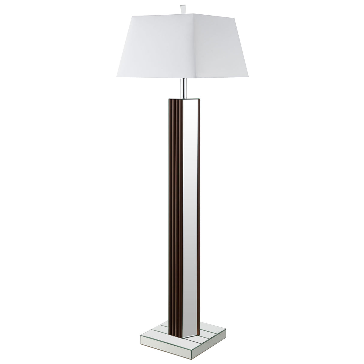 Elena Brown 67-Inch Square Tapered Mirrored Floor Lamp