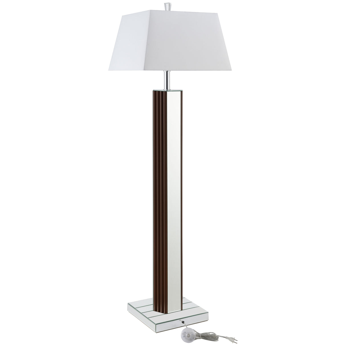 Elena Brown 67-Inch Square Tapered Mirrored Floor Lamp