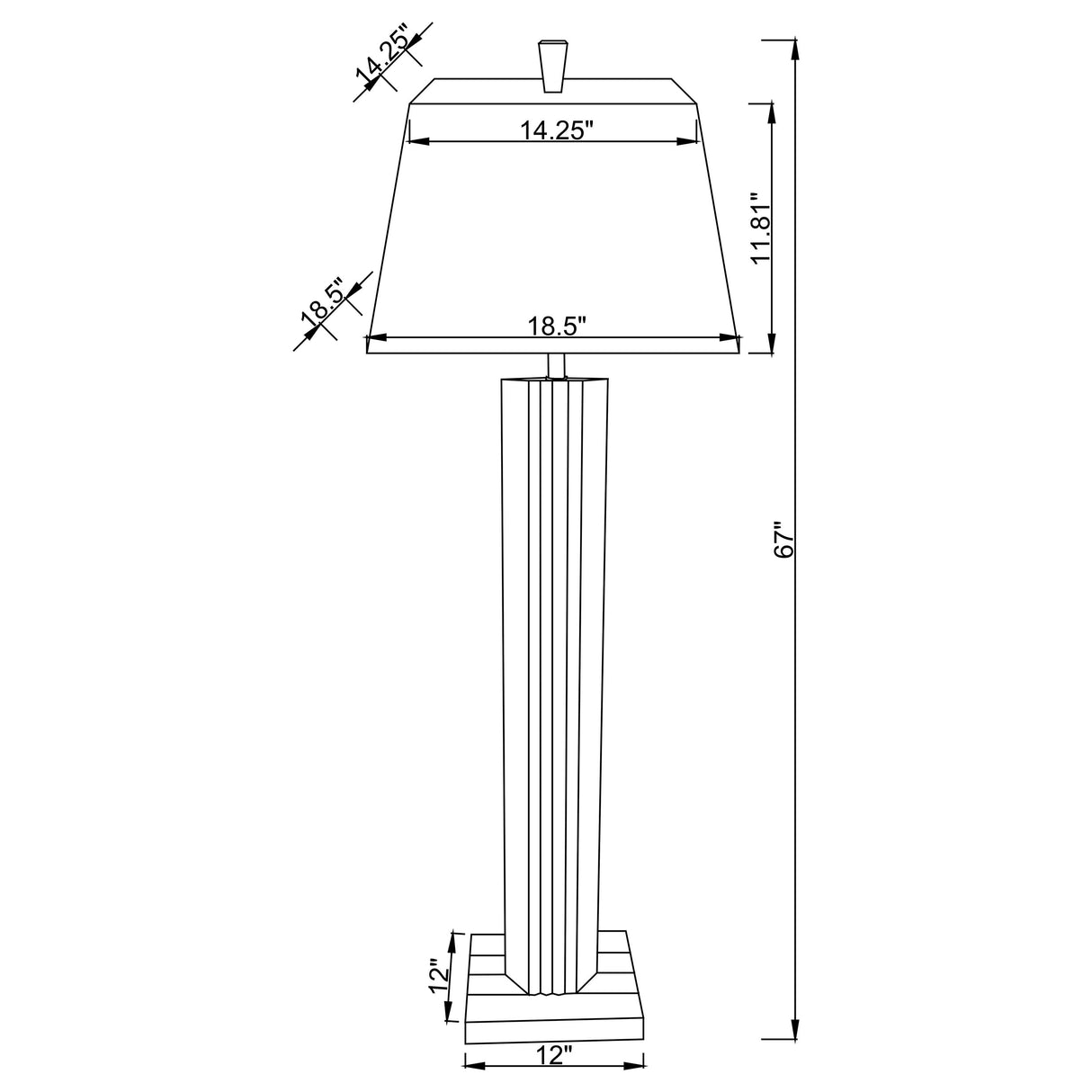 Elena Brown 67-Inch Square Tapered Mirrored Floor Lamp