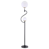 Dacki 69-inch Dual Spherical Bulb Metal Floor Lamp Black