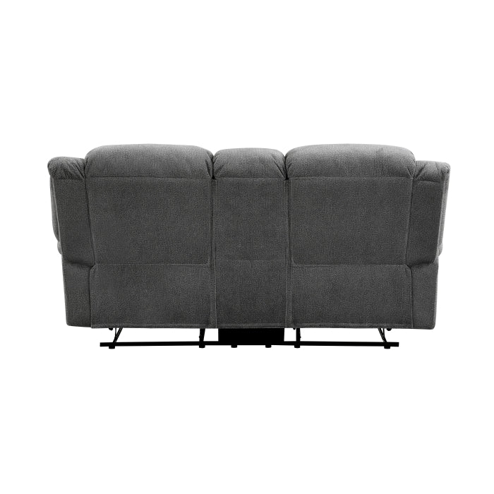 Brennen Charcoal Double Reclining Loveseat with Center Console