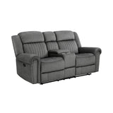 Brennen Charcoal Double Reclining Loveseat with Center Console