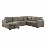 Elton Exposed Wood Feed With Brown 3-Piece Sectional Pull-Out Bed And Left Chaise Hidden Storage