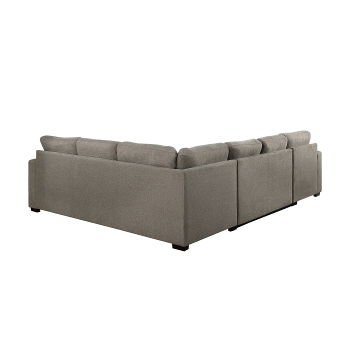 Elton Exposed Wood Feed With Brown 3-Piece Sectional Pull-Out Bed And Left Chaise Hidden Storage