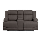 Camryn Chocolate Double Reclining Loveseat with Center Console