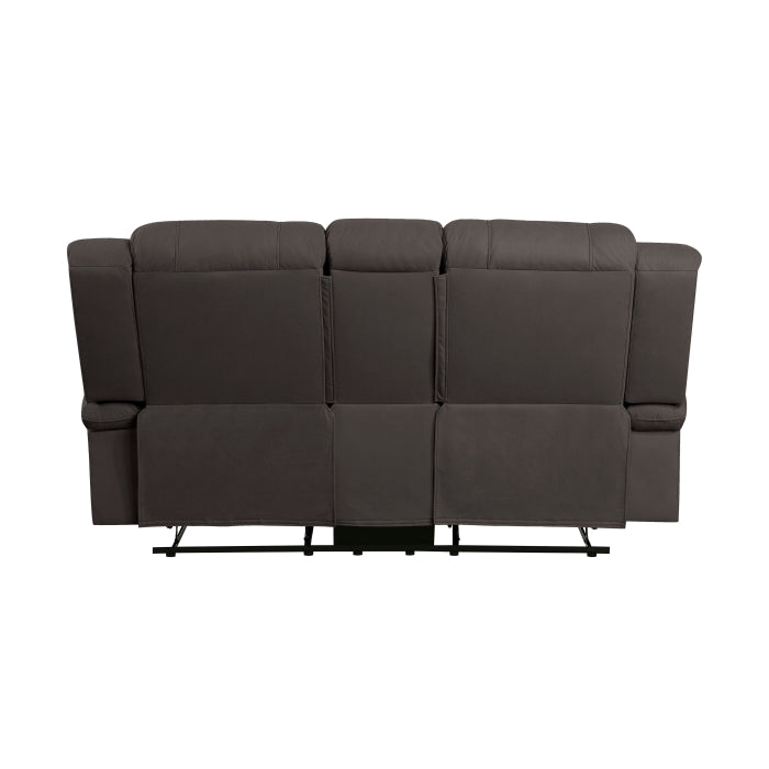 Camryn Chocolate Double Reclining Loveseat with Center Console