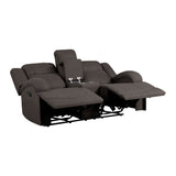 Camryn Chocolate Double Reclining Loveseat with Center Console