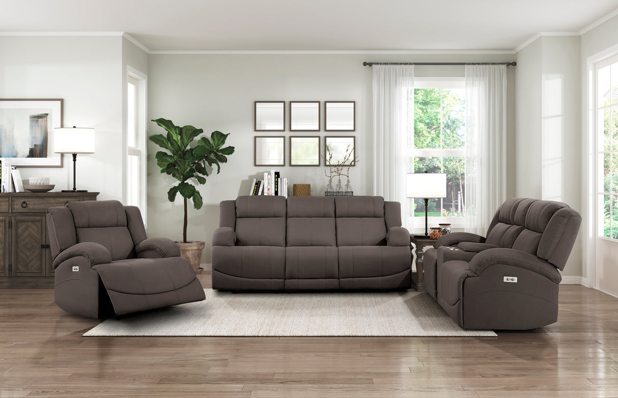 Camryn Chocolate Power Double Reclining Sofa