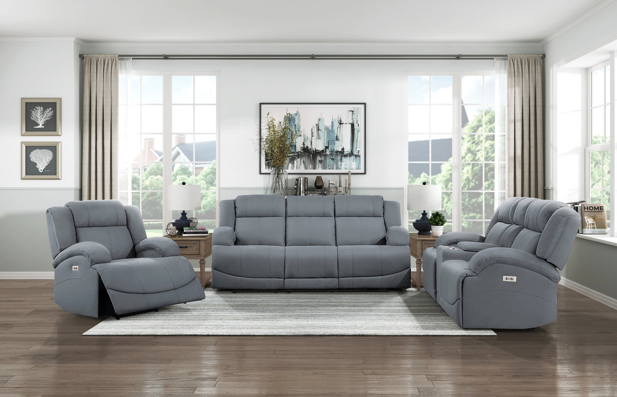 Camryn Graphite Blue Power Double Reclining Sofa