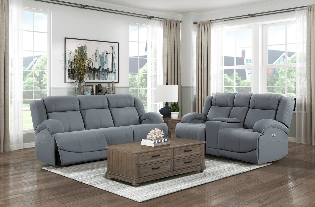 Camryn Graphite Blue Power Double Reclining Sofa