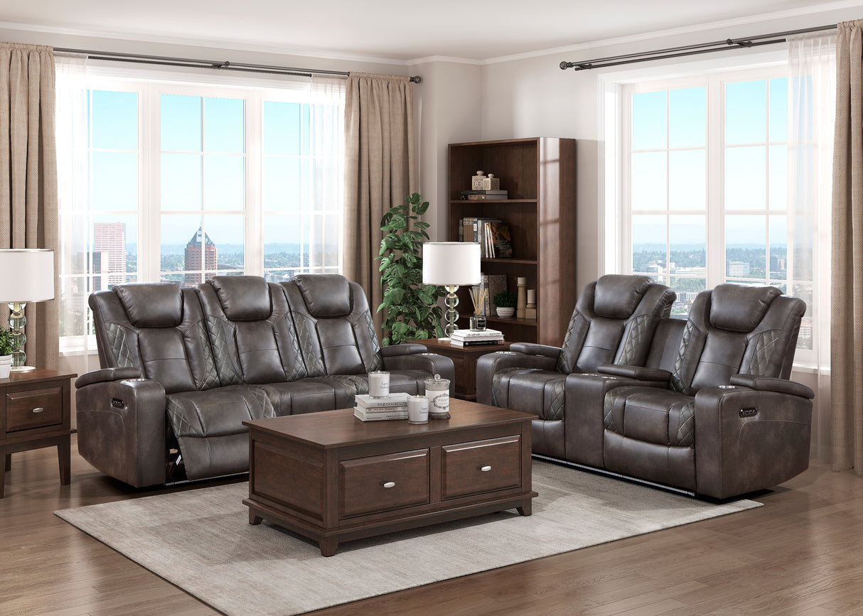 Tabor Dark Brown Power Double Reclining Sofa