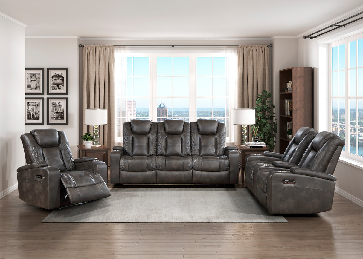 Tabor Dark Brown Power Double Reclining Sofa