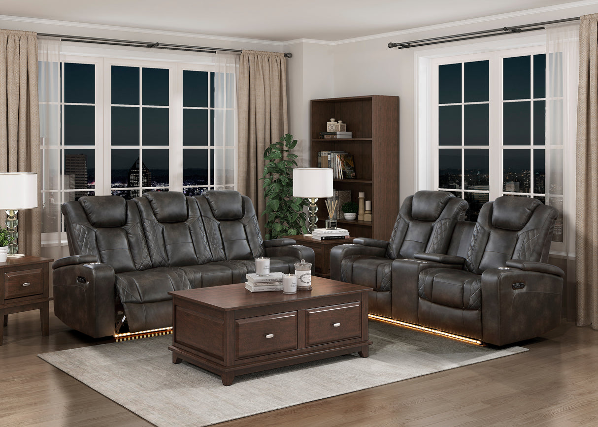 Tabor Dark Brown Power Double Reclining Sofa