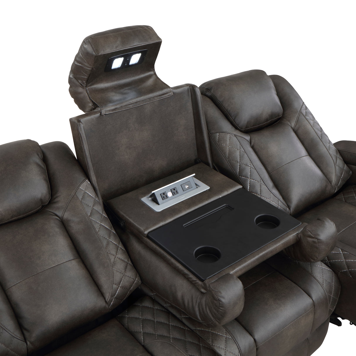 Tabor Dark Brown Power Double Reclining Sofa