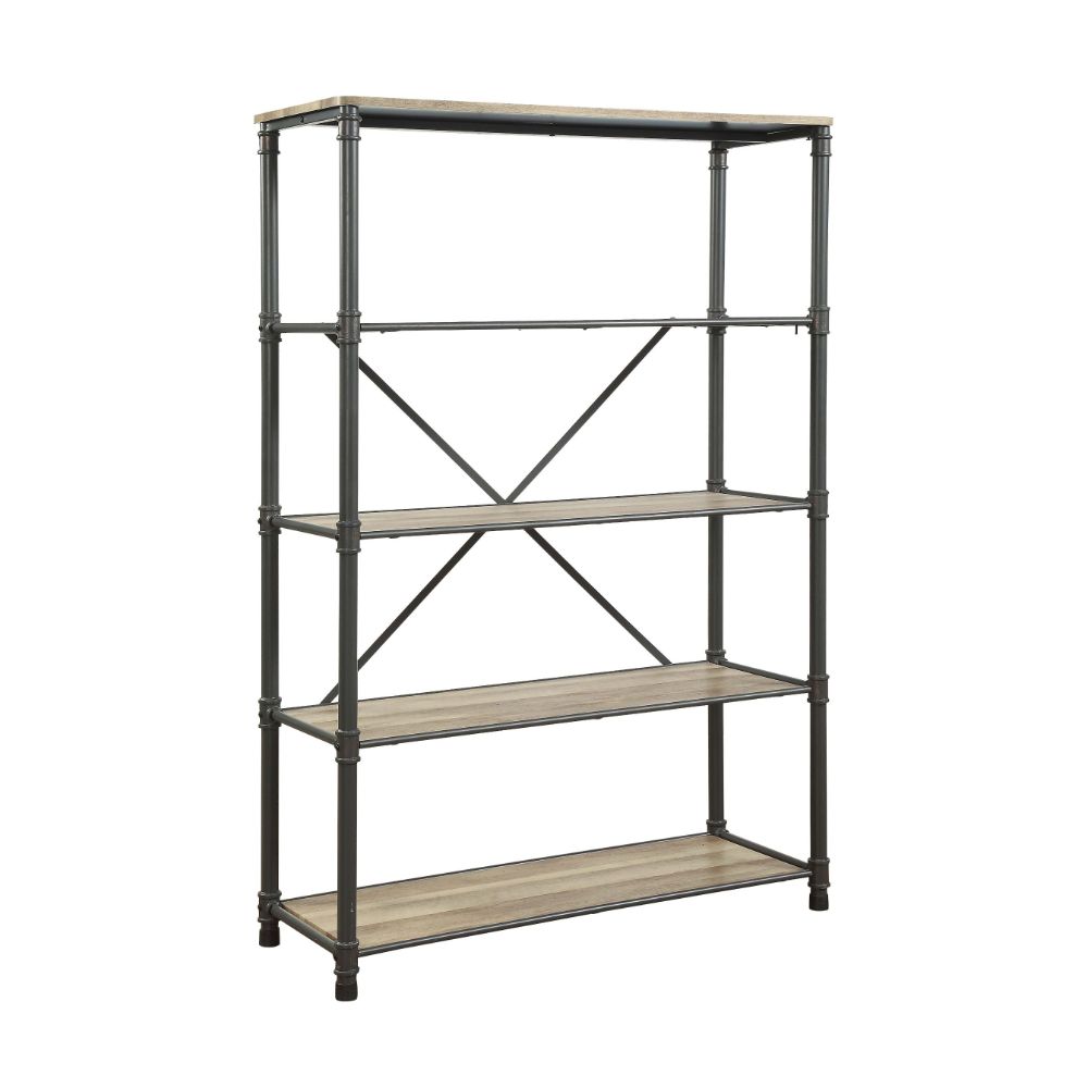 Itzel Antique Oak & Sandy Gray Finish Bookshelf