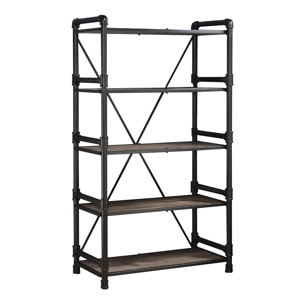 Caitlin Rustic Oak & Black Finish Bookshelf