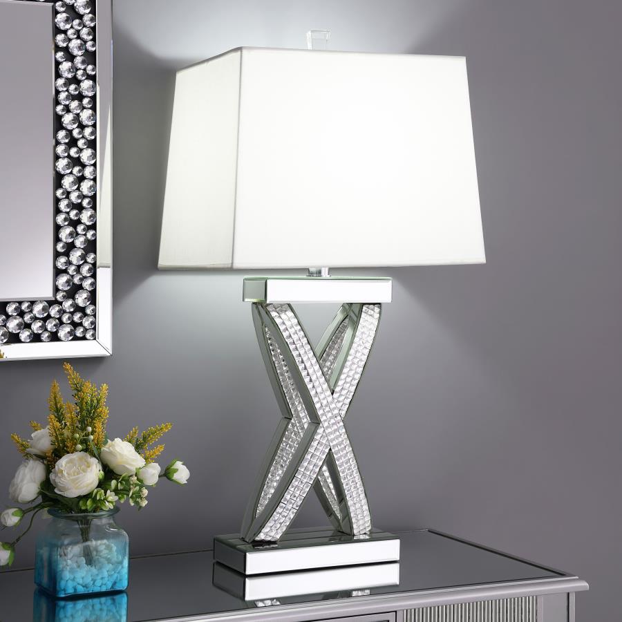 Dominick Mirror 31-Inch Tapered Ed Acrylic Table Lamp Silver