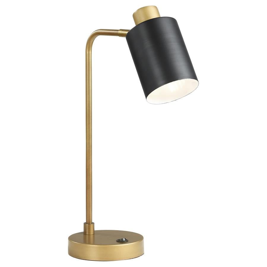 Cherise Adjustable Shade Table Lamp Antique Brass And Matte Black