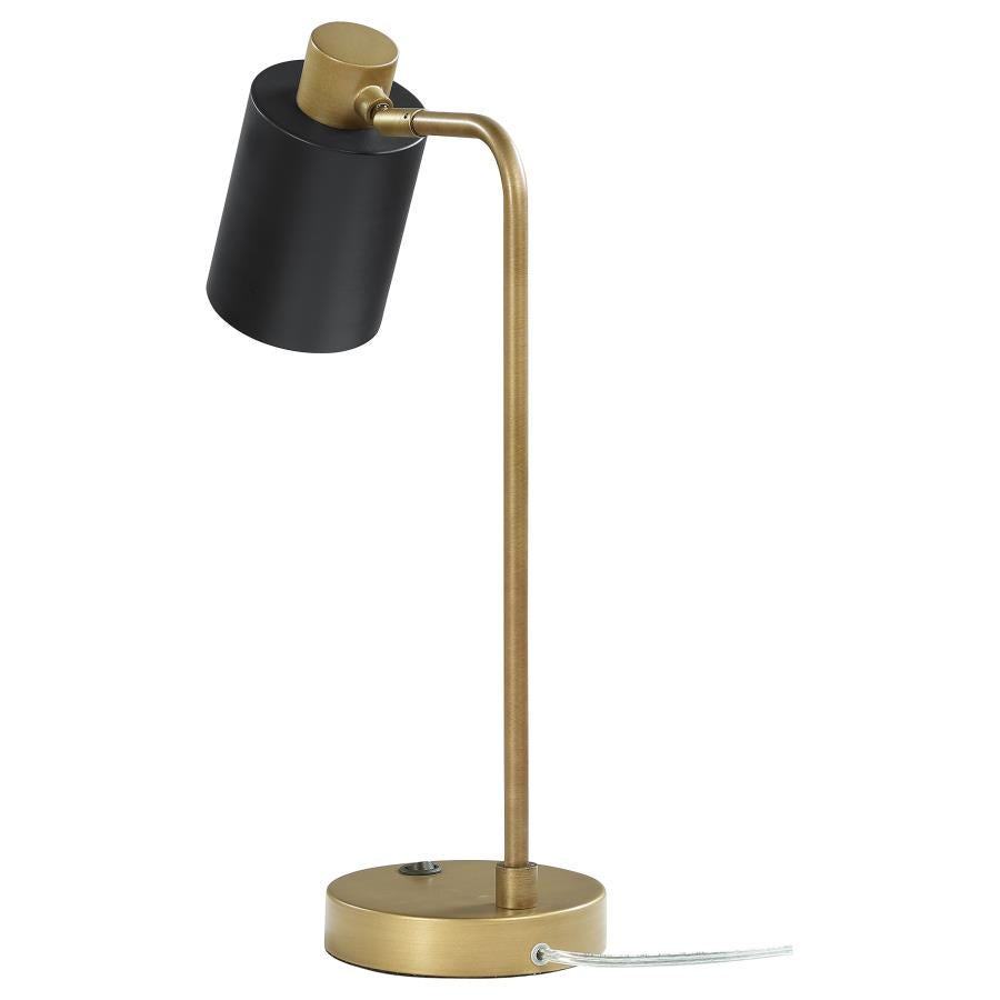 Cherise Adjustable Shade Table Lamp Antique Brass And Matte Black