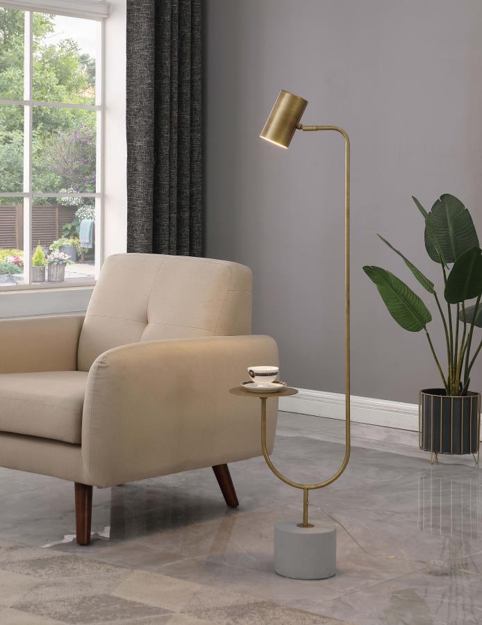 Jodie Round Base Floor Lamp Antique Brass And Grey