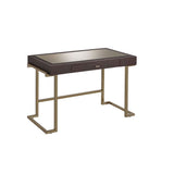 Boice Espresso Synthetic Leather & Champagne Finish Desk