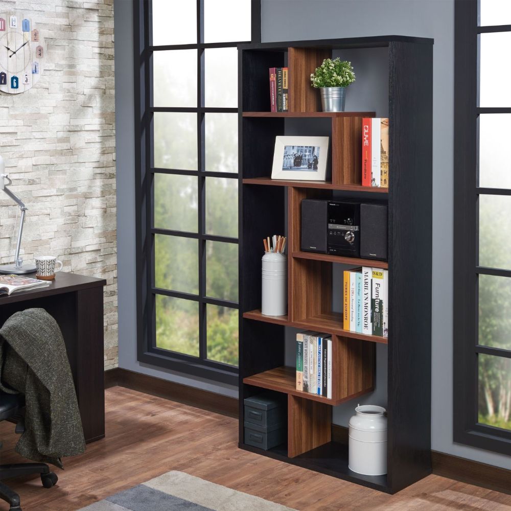 Mileta Black & Walnut Finish Ii Bookshelf