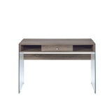 Armon Clear Glass Top & Gray Oak Finish Desk