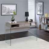 Armon Clear Glass Top & Gray Oak Finish Desk