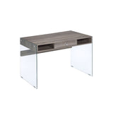 Armon Clear Glass Top & Gray Oak Finish Desk