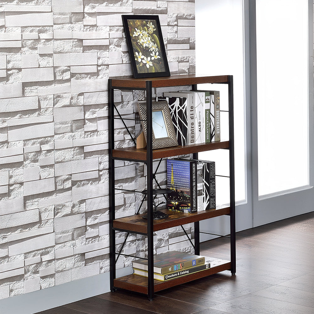 Bob Weathered Oak & Black Finish Bookshelf