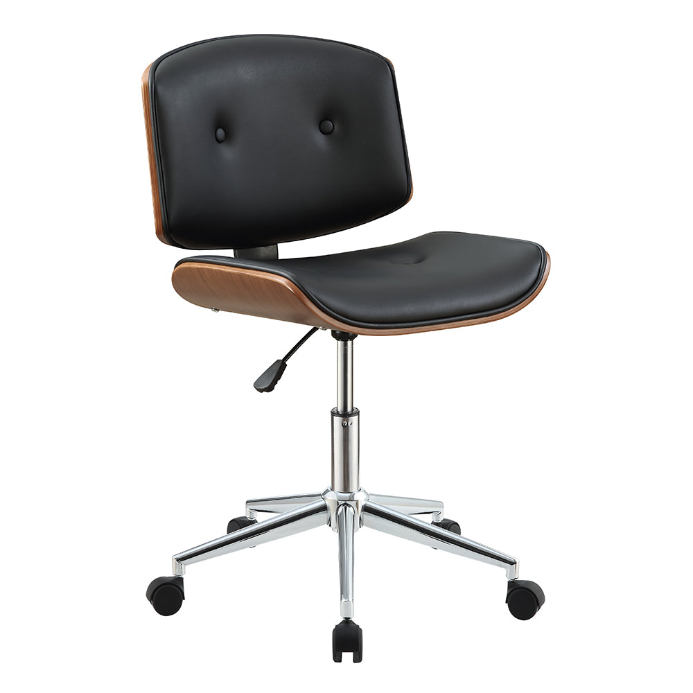 Camila Black Synthetic Leather & Walnut Finish Office Chair