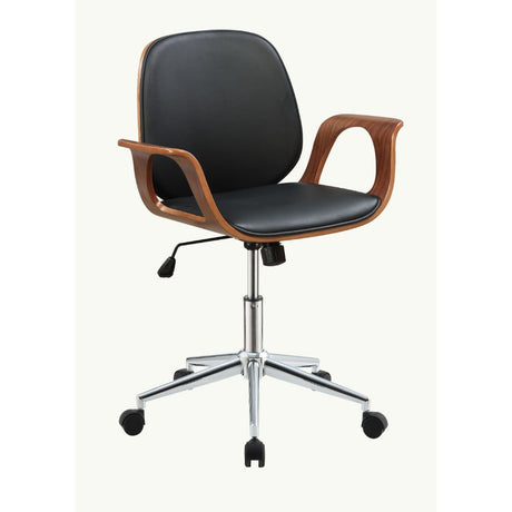 Camila Black Synthetic Leather & Walnut Finish Office Chair