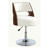 Camila White Synthetic Leather & Walnut Finish Stool