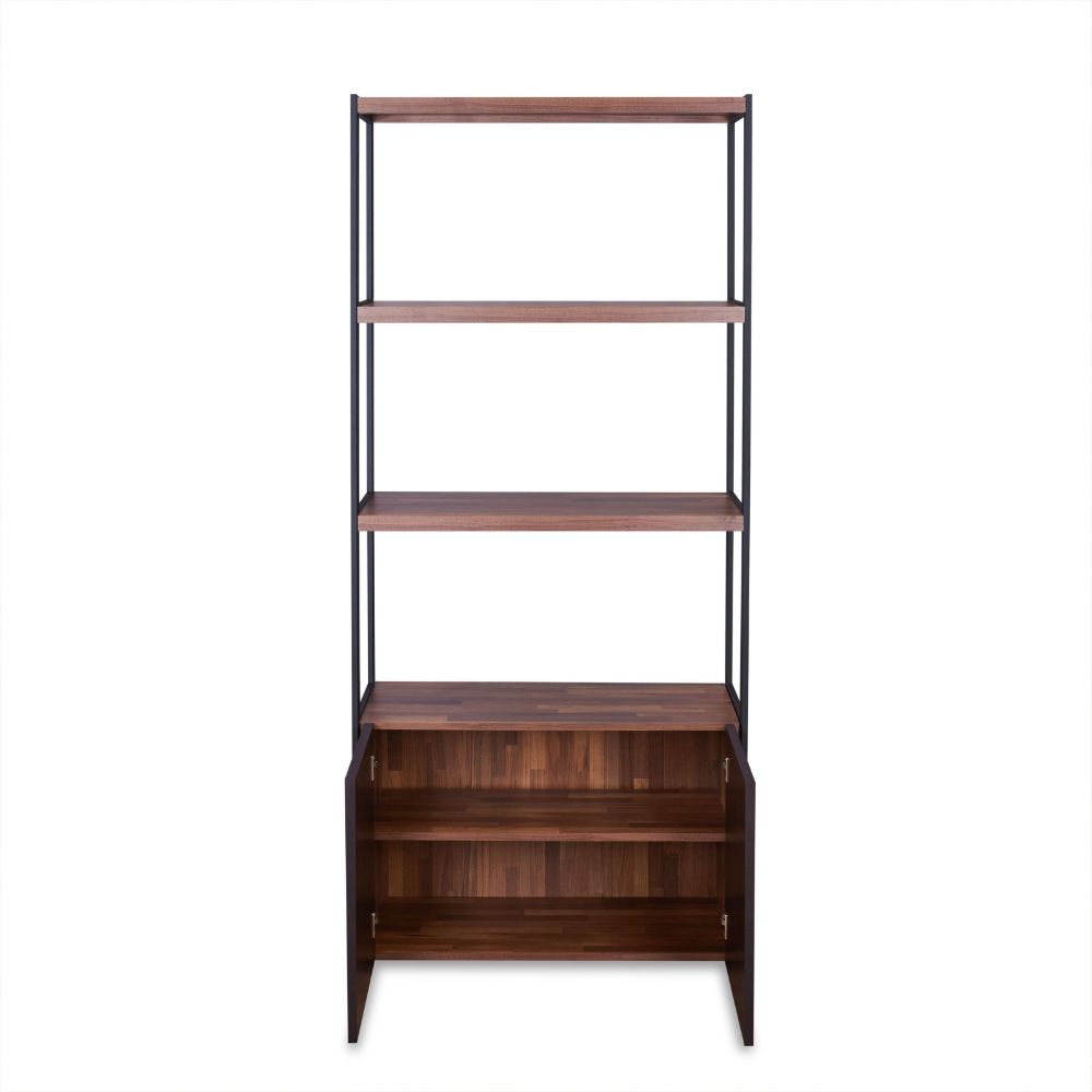 Sara Walnut & Sandy Black Finish Bookshelf