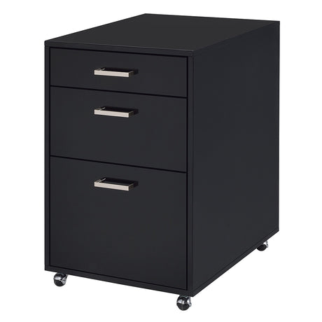 Coleen Black High Gloss & Chrome Finish File Cabinet