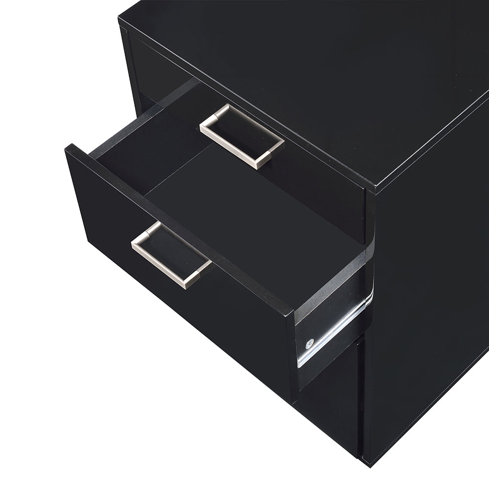 Coleen Black High Gloss & Chrome Finish File Cabinet