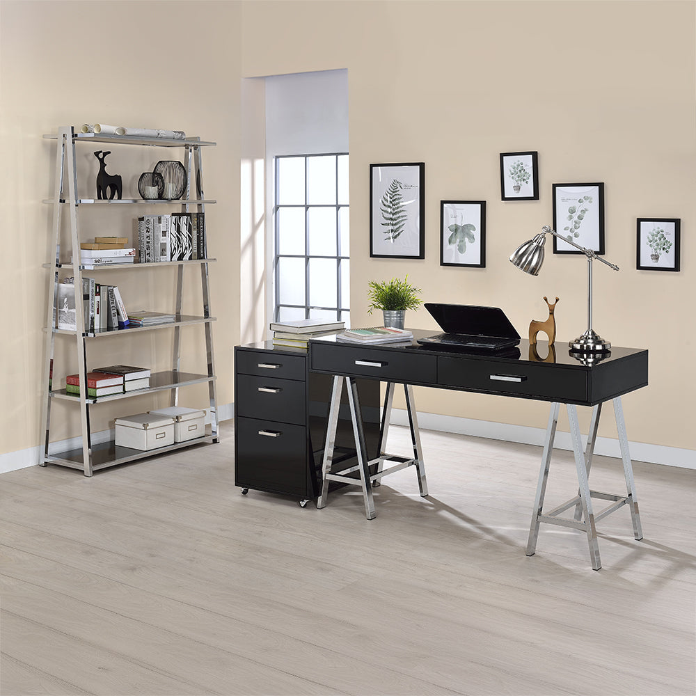 Coleen Black High Gloss & Chrome Finish File Cabinet