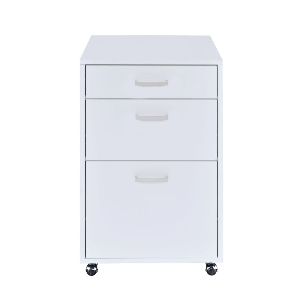 Coleen White High Gloss & Chrome Finish File Cabinet