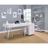 Coleen White High Gloss & Chrome Finish File Cabinet