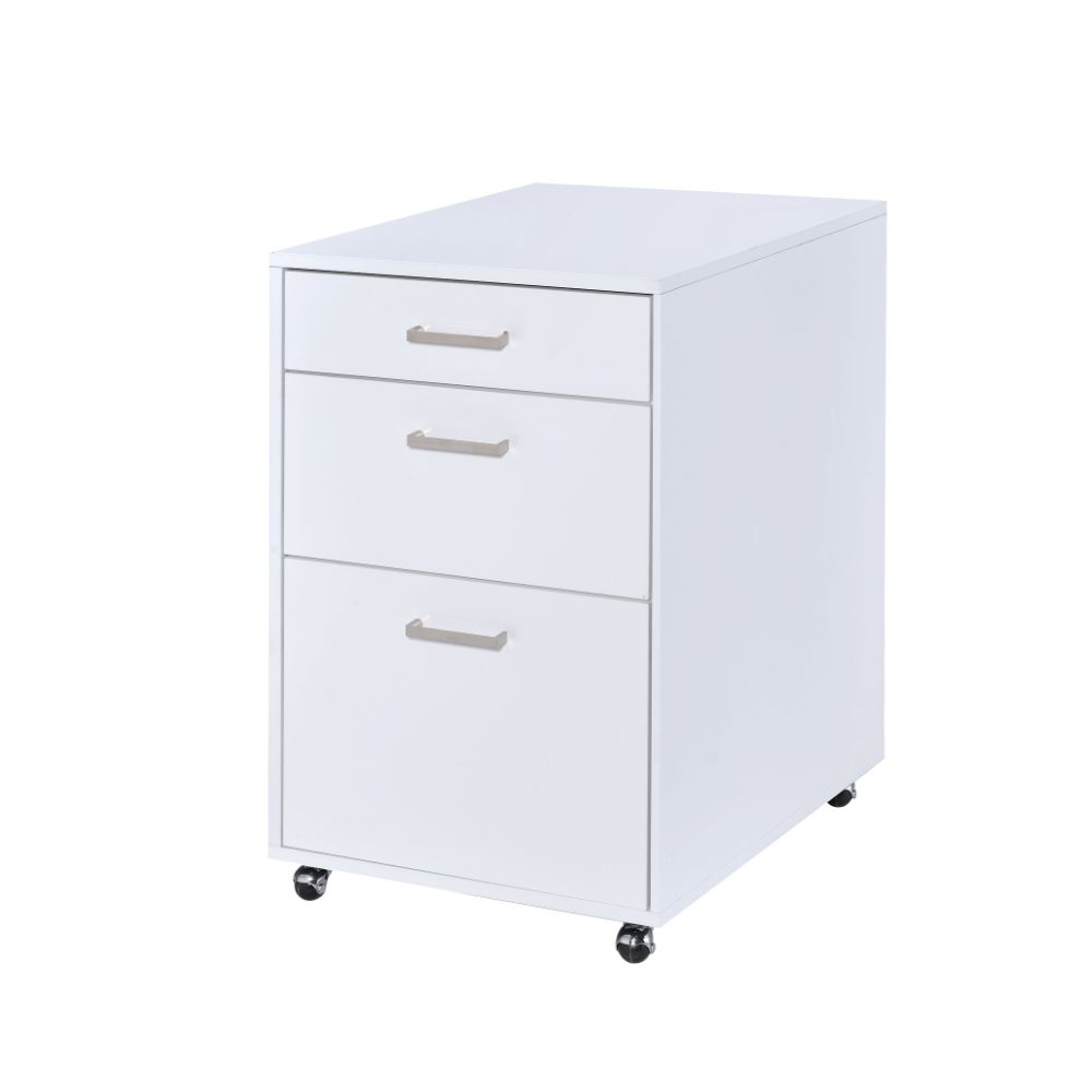 Coleen White High Gloss & Chrome Finish File Cabinet