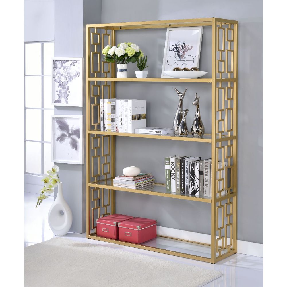 Blanrio Clear Glass & Gold Finish Bookshelf