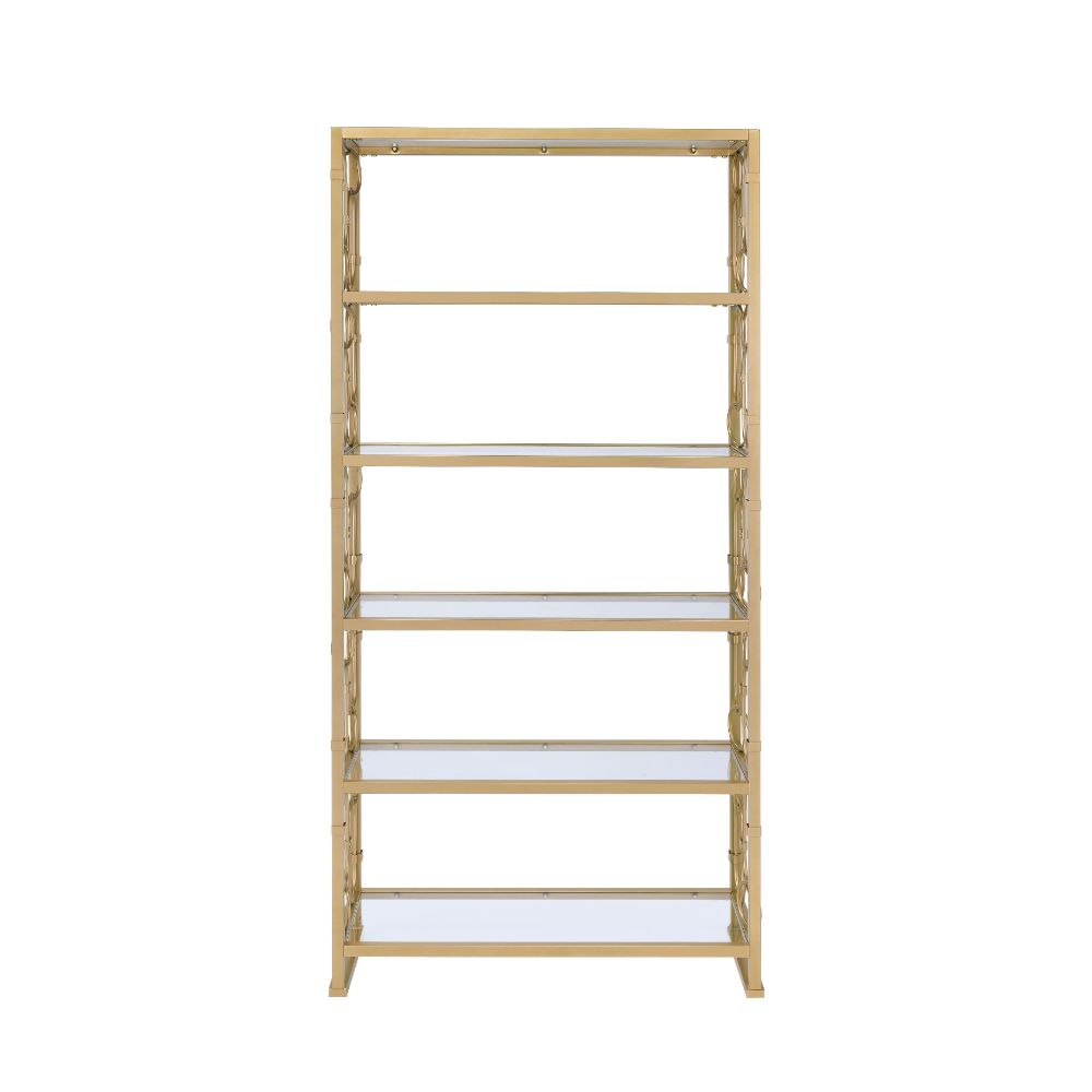 Milavera Clear Glass & Gold Finish Bookshelf